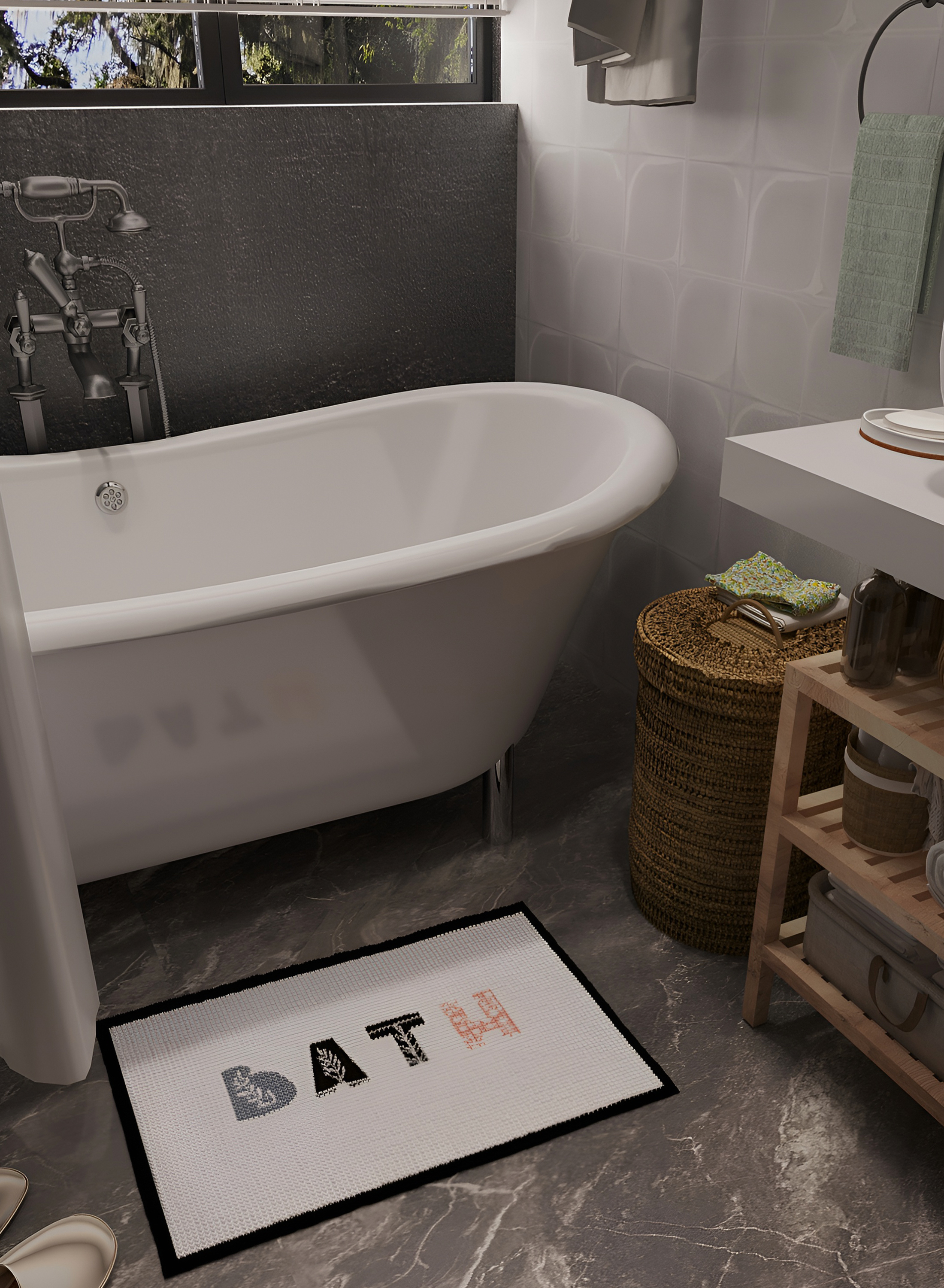 Dijital Kaymaz Yıkanabilir Nordic İskandinav Modern Bathroom Bath Banyo Paspası Banyo Halısı Seti Krem