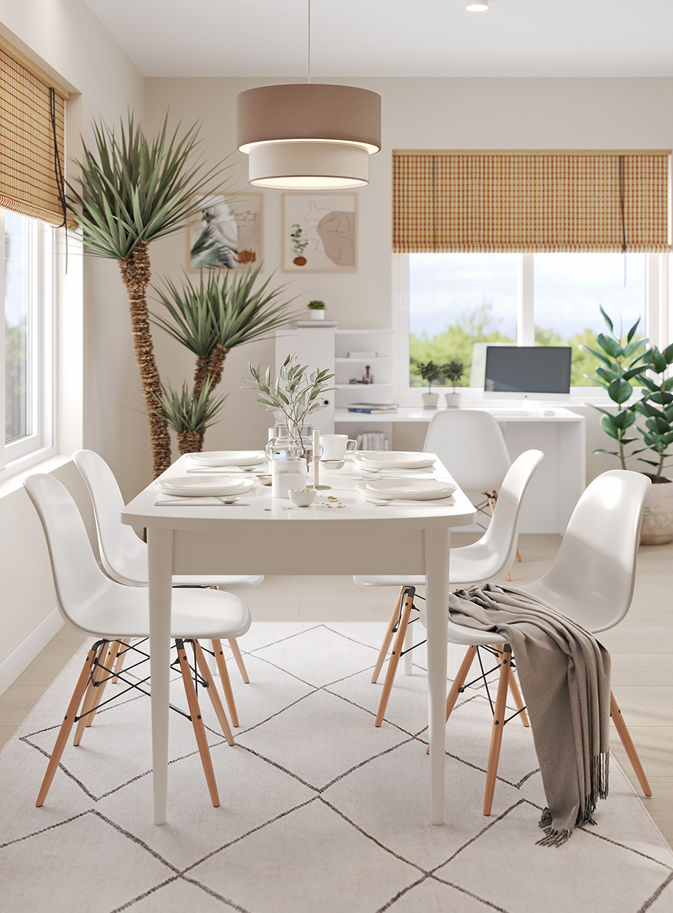 Taç Serisi Açılabilir 80x132 Mutfak Masas,yemek Masası Beyaz