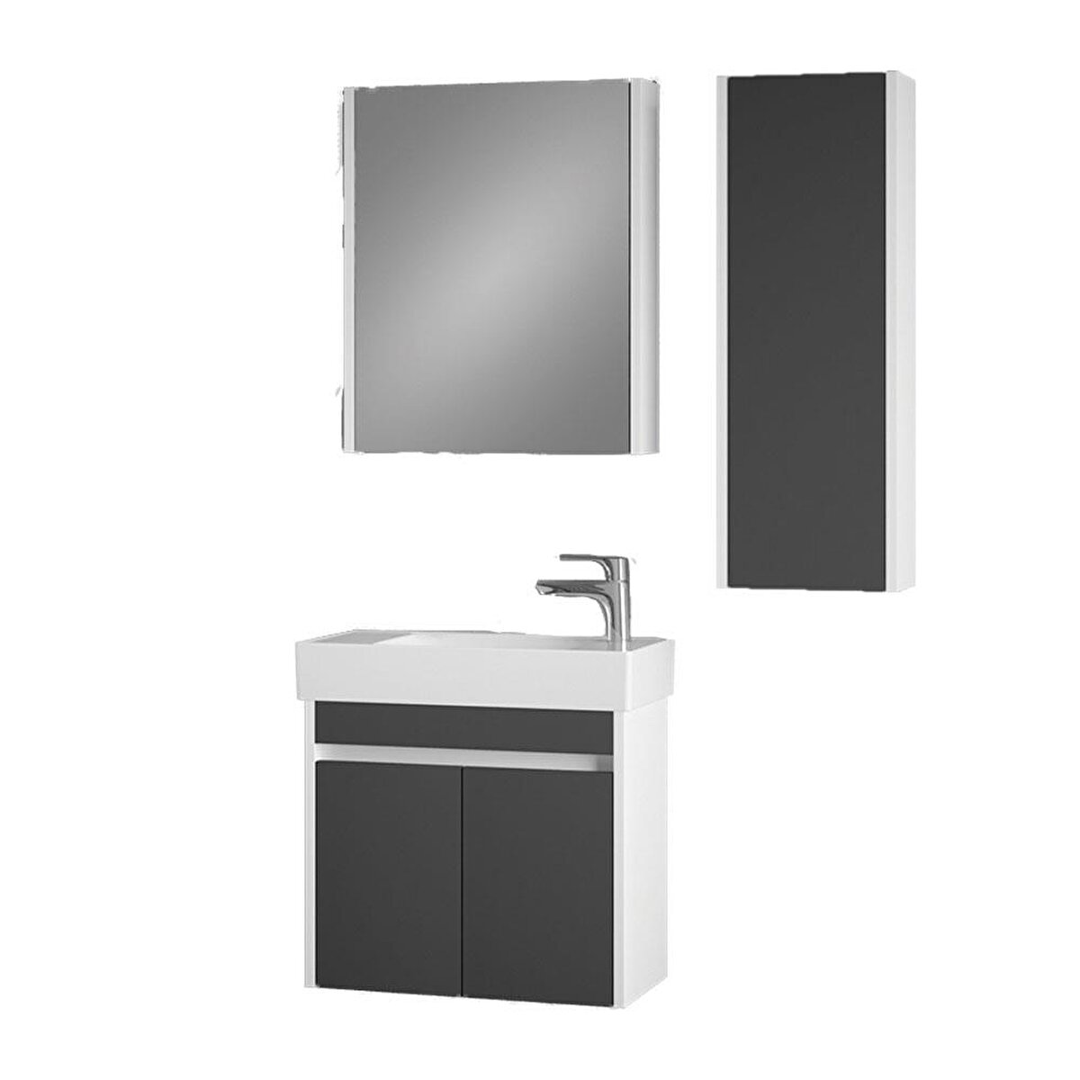 Denko Banyo Denko Natalia 60 Cm Mdf Antrasit Gri Banyo Dolabı