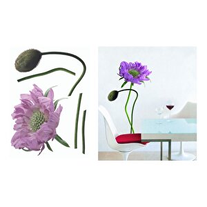 Duvar Çıkartma Stıcker Dekoratif Duvar Kağıdı,Süs Mor Çiçekli  Pvc 70X50X0,5Cm