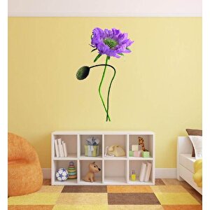 Duvar Çıkartma Stıcker Dekoratif Duvar Kağıdı,Süs Mor Çiçekli  Pvc 70X50X0,5Cm