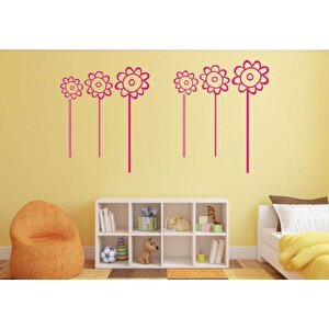 Duvar Çıkartma Stıcker Dekoratif Duvar Kağıdı,Süs  Pembe Papatyalı Pvc 48X33X0,5Cm