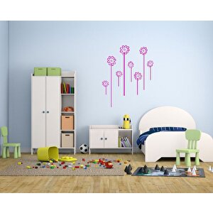 Duvar Çıkartma Stıcker Dekoratif Duvar Kağıdı,Süs  Pembe Papatyalı Pvc 48X33X0,5Cm