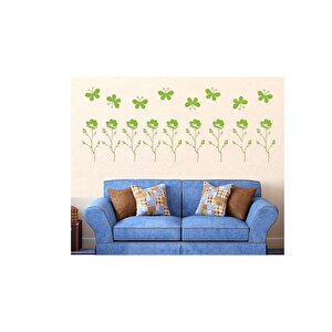 Duvar Çıkartma Stıcker Dekoratif Duvar Kağıdı,Süs Yeşil Çiçekli  Pvc 48X33X0,5Cm Çiçekli