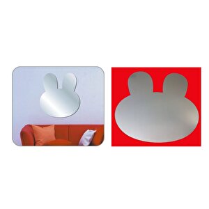 Aynalı Duvar Çıkartma Stıcker Dekoratif Duvar Kağıdı,Süs  Tavşan Şekilli 20X20X0,6Cm