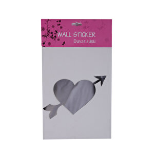 Aynalı Duvar Çıkartma Stıcker Dekoratif Duvar Kağıdı,Süs  Kalp Şekilli 20X11X0,6Cm