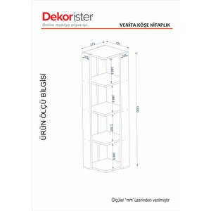Dekorister Venita Köşe Kitaplık Beyaz