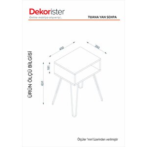 Dekorister Tuana Metal Ayaklı Yan Sehpa Ceviz