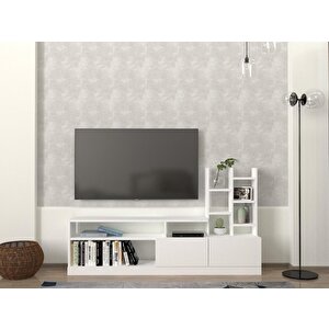 Dolunay Kitaplıklı Tv Ünitesi Beyaz