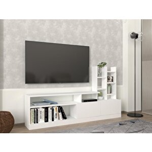 Dolunay Kitaplıklı Tv Ünitesi Beyaz