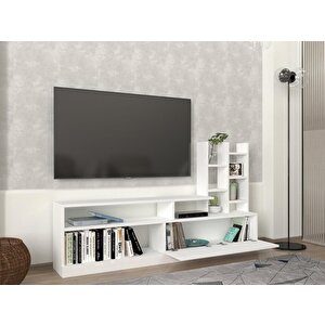Dolunay Kitaplıklı Tv Ünitesi Beyaz