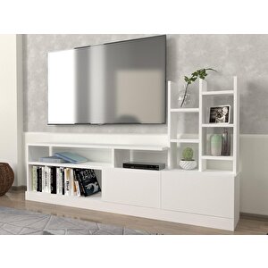 Dekorister Dolunay Kitaplıklı Tv Ünitesi Beyaz