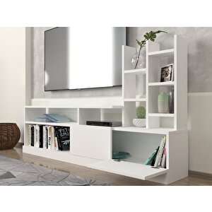 Dekorister Dolunay Kitaplıklı Tv Ünitesi Beyaz