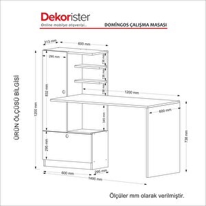 Dekorister Domingos Kitaplıklı Çalışma Masası Beyaz
