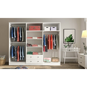 Beyza Avangart Aynalı 6 Kapaklı 2 Çekmeceli Gardırop