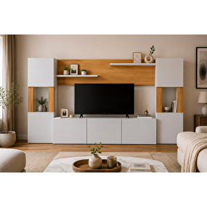Lore Tv Ünitesi Beyaz Teak Teak