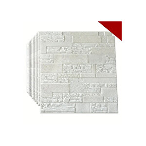 70x70cm 0,50M² Beyaz 3d Dekoratif Kendinden Yapışkanlı Taş Ev Tuğla Kesme Taş Estetik Duvar Paneli Köpük -3105