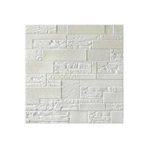 70x70cm 0,50M² Beyaz 3d Dekoratif Kendinden Yapışkanlı Taş Ev Tuğla Kesme Taş Estetik Duvar Paneli Köpük -3105