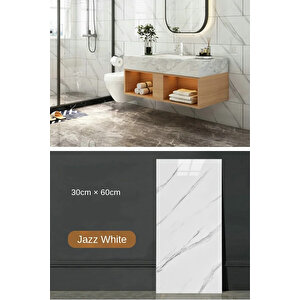 30x60 Cm Beyaz Siyah Mermer Desenli Kendinden Yapışkanlı Seramik Köpük Banyo PVC Duvar Paneli-6013