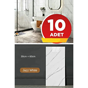10 Adet, 30x60 Cm Beyaz Siyah Mermer Desenli Kendinden Yapışkanlı Seramik Köpük Banyo PVC Duvar Paneli-6013