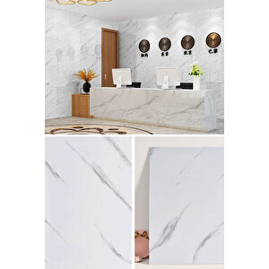 30x60 Cm Beyaz Siyah Mermer Desenli Kendinden Yapışkanlı Seramik Köpük Banyo PVC Duvar Paneli-6013