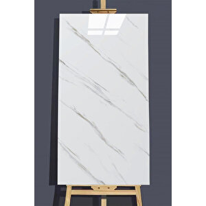 30x60 Cm Beyaz Siyah Mermer Desenli Kendinden Yapışkanlı Seramik Köpük Banyo PVC Duvar Paneli-6013