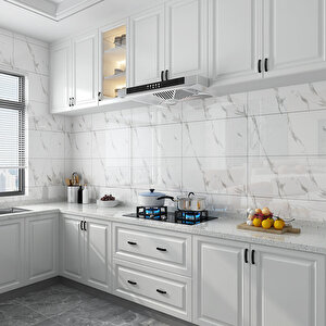 30x60 Cm Beyaz Siyah Mermer Desenli Kendinden Yapışkanlı Seramik Köpük Banyo PVC Duvar Paneli-6013