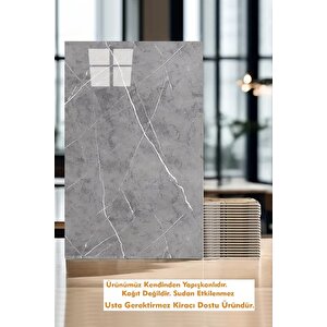 30x60 Cm Açık Gri Mermer Desenli Kendinden Yapışkanlı Seramik Köpük Banyo PVC Duvar Paneli