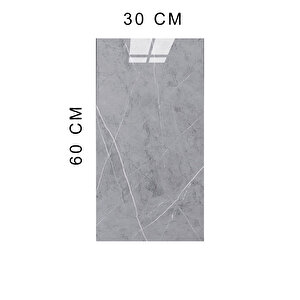 30x60 Cm Açık Gri Mermer Desenli Kendinden Yapışkanlı Seramik Köpük Banyo PVC Duvar Paneli-6034