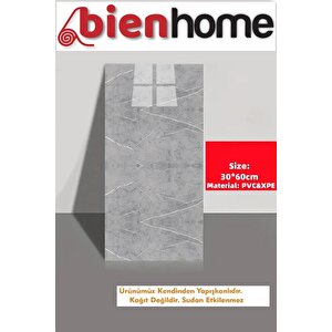 30x60 Cm Açık Gri Mermer Desenli Kendinden Yapışkanlı Seramik Köpük Banyo PVC Duvar Paneli
