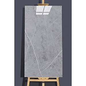 10 Adet 30x60 Cm Açık Gri Mermer Desenli Kendinden Yapışkanlı Seramik Köpük Banyo PVC Duvar Paneli