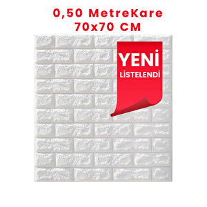 Yeni 70x70cm 0,50 M² Kendinden Yapışkanlı Duvar Paneli Beyaz