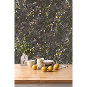Bien Exclusive 2048 Yeni Gold Damarlı Kahve Mermer Desen Premium Duvar Kağıdı 5 M²