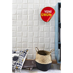 4 Adet, 70x70cm 0,50M² Beyaz Dekoratif 3d Kendinden Yapışkanlı Köpük Duvar Kaplama Paneli-3101-Tavan Kaplama Köpüğü