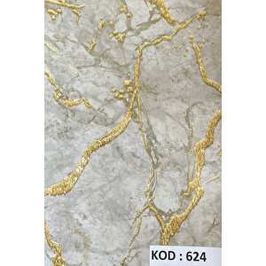 Bien Home 50x100 CM Mat Gri ve Altın Mermer Desenler Yapışkanlı Kaplama PVC Folyo BH624