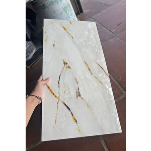 30x60 Cm Beyaz Bej Gold Mermer Desenl Kendinden Yapışkanlı Mutfak Banyo Kaplama Pvc Panel-M107