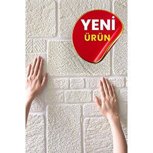 Yeni 70x70cm 0,50M² Kendinden Yapışkanlı Beyaz Alaçatı Taş Ev Tuğla Kesme Taş Duvar Köpük uk-10