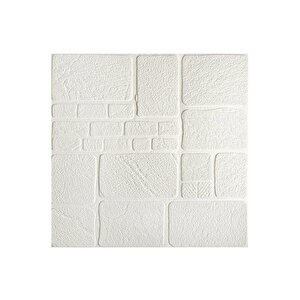 Yeni 70x70cm 0,50M² Kendinden Yapışkanlı Beyaz Alaçatı Taş Ev Tuğla Kesme Taş Duvar Köpük uk-10