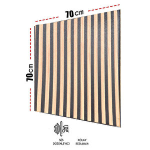 4 Adet, 70x70cm 0,50M² Lambri Panel Ahşap Duvar Çıtası Desenli Kendinden Yapışkanlı Akustik Duvar Paneli Köpük -1403