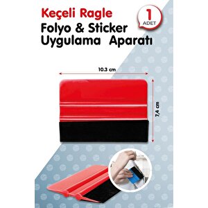 Keçeli Ragle Folyo Yapıştırma Aparatı, Yapışkanlı Folyo Yapıştırma Çekme Aparatı Cam Filmi Uygulama