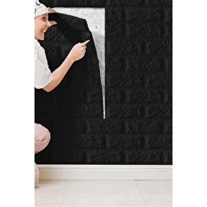 70x70cm 0,50M² Black Siyah Taş Tuğla Kendinden Yapışkanlı Duvar Paneli Köpük