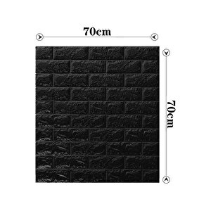 70x70cm 0,50M² Black Siyah Taş Tuğla Kendinden Yapışkanlı Duvar Paneli Köpük