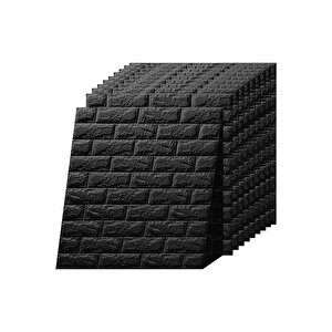 70x70cm 0,50M² Black Siyah Taş Tuğla Kendinden Yapışkanlı Duvar Paneli Köpük