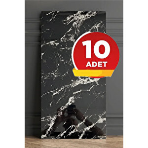 10 Adet 30x60 Cm Beyaz Siyah Mermer Desenli Kendinden Yapışkanlı Mutfak Banyo Wc Kaplama Duvar Paneli MR8