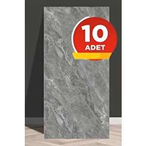 10 Adet 30x60 Cm Lüx Gri Mermer Desenli Kendinden Yapışkanlı Seramik Köpük Banyo PVC Duvar Paneli-M090