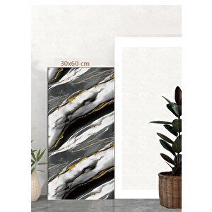 30x60 Cm Gold Damar Mermer Desenli Kendinden Yapışkanlı Mutfak Banyo Wc Kaplama Pvc Panel-MR15