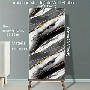 30x60 Cm Gold Damar Mermer Desenli Kendinden Yapışkanlı Mutfak Banyo Wc Kaplama Pvc Panel-MR15