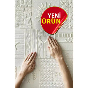 4 Adet, 70x70cm 0,50M² Beyaz Şekiller Dekoratif Kendinden Yapışkanlı Tuğla Kesme Estetik 3d Duvar Paneli Köpük -3107