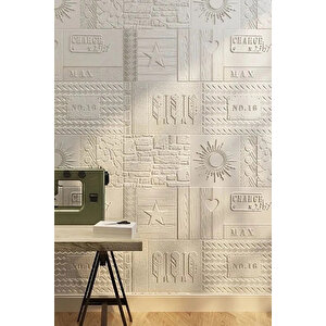 4 Adet, 70x70cm 0,50M² Beyaz Şekiller Dekoratif Kendinden Yapışkanlı Tuğla Kesme Estetik 3d Duvar Paneli Köpük -3107