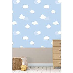 Zümrüt Kids 405-2 Mavi Bulut Desenli Çocuk Duvar Kağıdı 5,33 M²